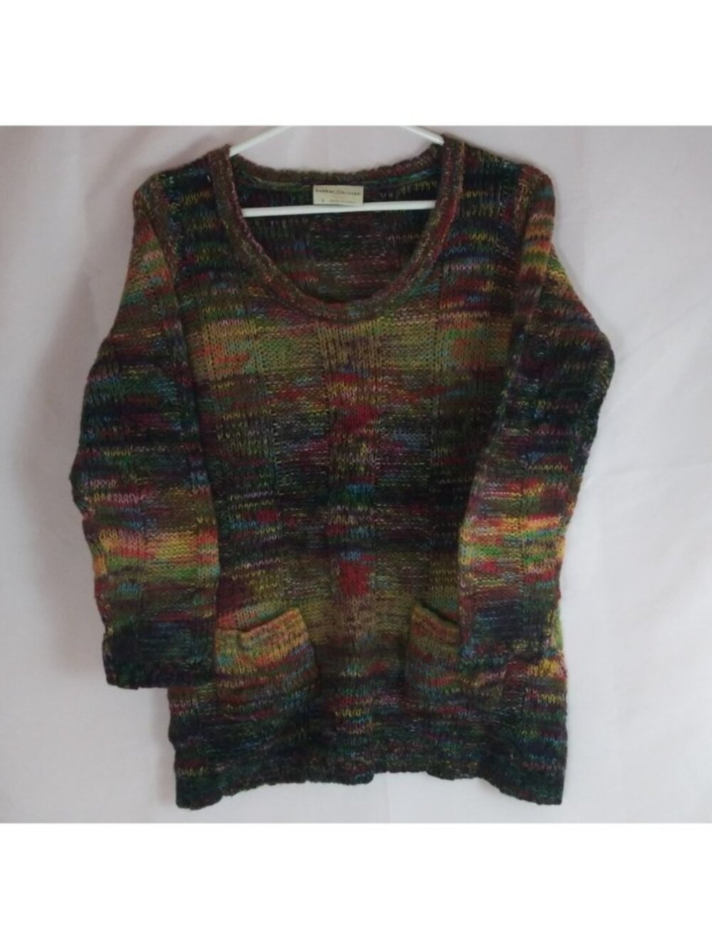 Bobbie Brooks Women's Y2K Scoop Neck Rainbow Knit Sweater Size Large